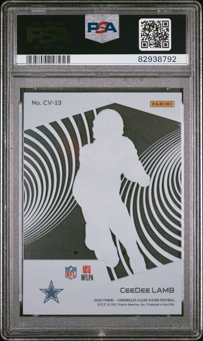 Graded 2020 Panini Chronicles CeeDee Lamb #CV13 Clear Vision Rookies Rookie RC Football Card PSA 10 Gem Mint