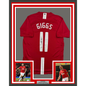 Framed Autographed/Signed Ryan Giggs 35x39 Manchester United Red Soccer Jersey Beckett BAS COA