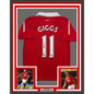 Framed Autographed/Signed Ryan Giggs 35x39 Manchester United Red Soccer Jersey Beckett BAS COA