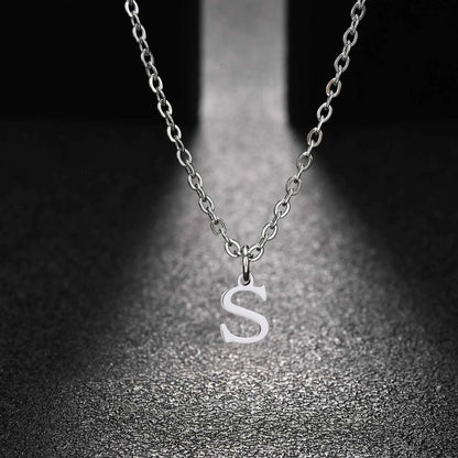 26 Letters A-Z Initial Pendant Necklaces for Women,Alphabet Pendant Rolo Chain Necklace,Simple Fashion Collar Jewelry Gift
