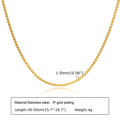 Fashion Jewelry New In Melon Seed Chain Necklace,Gold Color Stainless Steel Full Gloss S Shape Chain Pendant Necklaces
