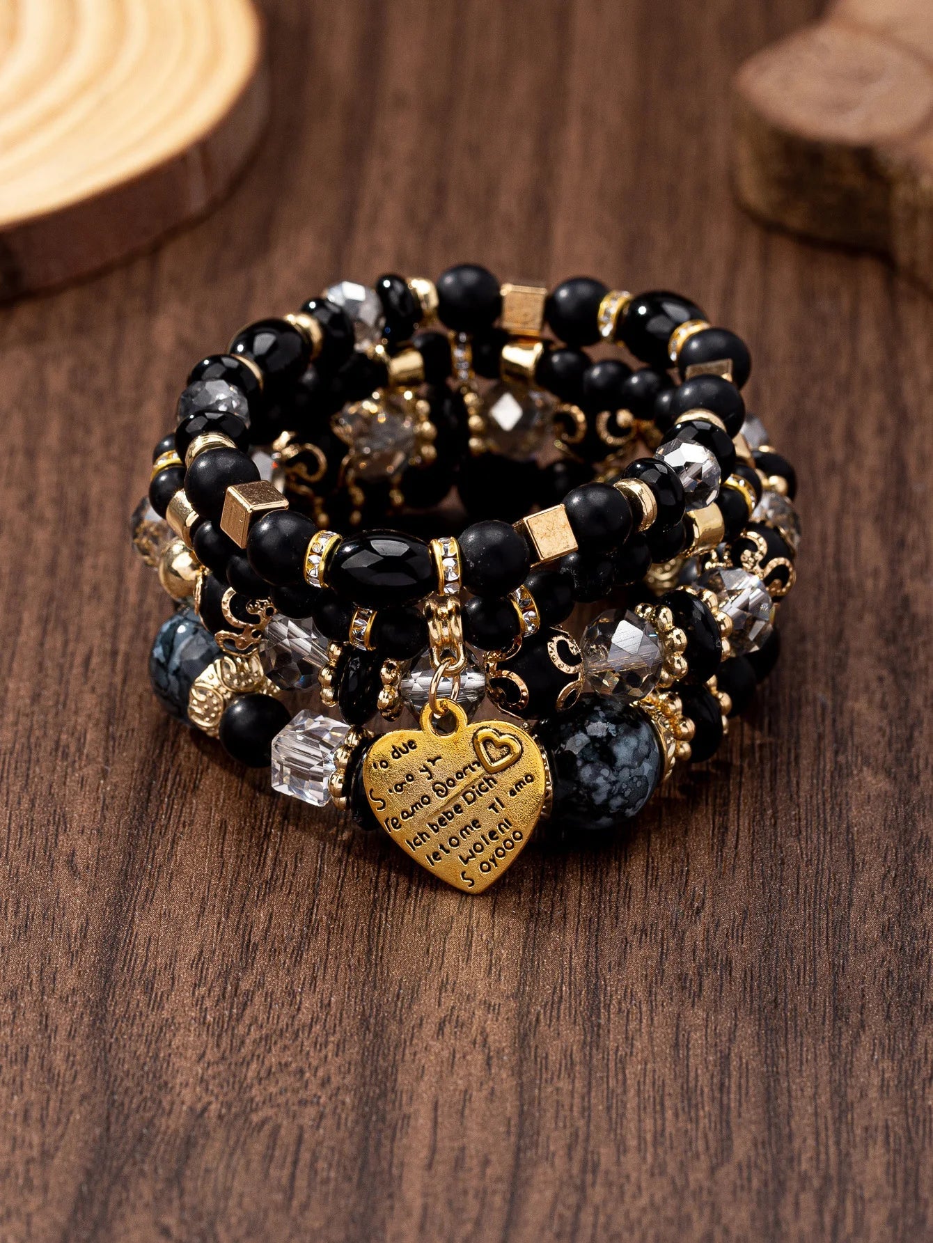 WG Bracelet Stackable Bead Bracelets Ladies Mens Stretch Multilayer Bracelet Set Multicolor Jewelry Earrings Bracelet Set