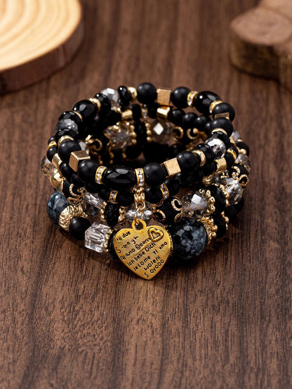 WG Bracelet Stackable Bead Bracelets Ladies Mens Stretch Multilayer Bracelet Set Multicolor Jewelry Earrings Bracelet Set