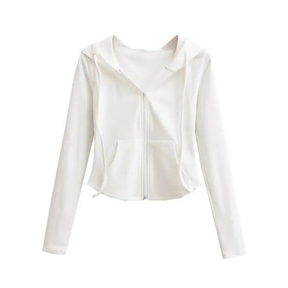 Lucyever Y2K Slim Fit Cropped Zip-Up Hoodie