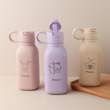 450ML Custom Name Silicone Straw Cup, Personalized Cartoon Pattern Water Bottle, Leakproof Sports Water Bottle for Kids Adults