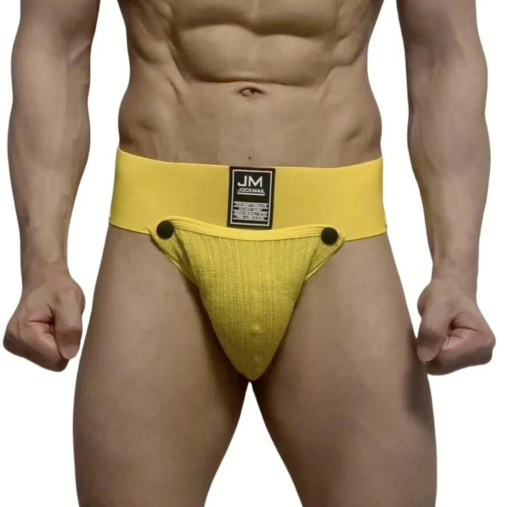 Athletic Supporters Work Out  Men's Underwear Sexy Jockstrap with Woollen Removable Codpiece Big Bulge Pouch Panties Underpants
