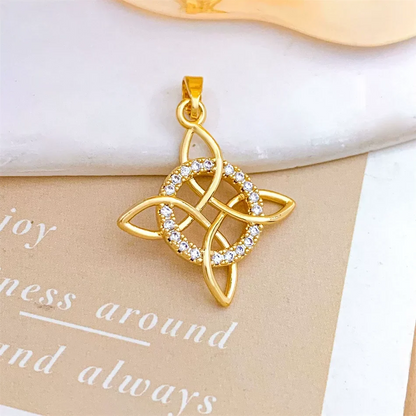 Witch Knot Pendant Necklace Stainless Steel Chain CZ Celtic 4 Elements Protection Amulet Retro Wiccan Gothic Women Men Jewelry