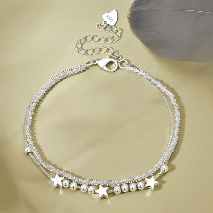 925 Silver Plated Cubic Zirconia Four Leaf Clover Bracelet for Women