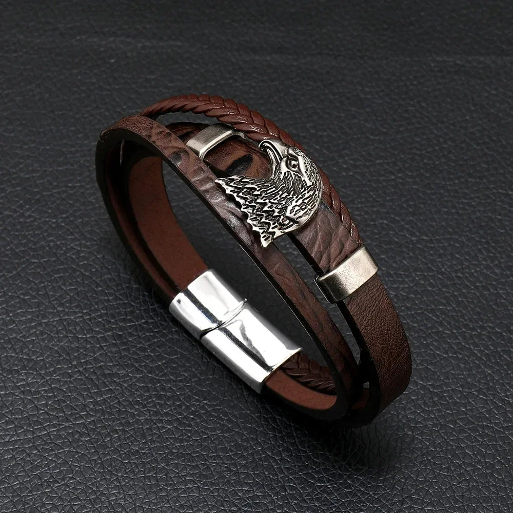 Men's Musical Symbol Leather Bracelet Vintage Creative Men's Bracelet Music Symbol Simple Leather Multi-Layer Bracelet