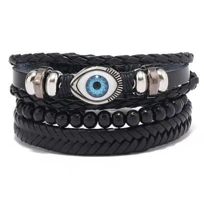 Modyle Multi-layer Gothic Leather Bracelet Set Punk Viantage Wings Charms Handwoven Bracelets for Men Jewelry Gifts