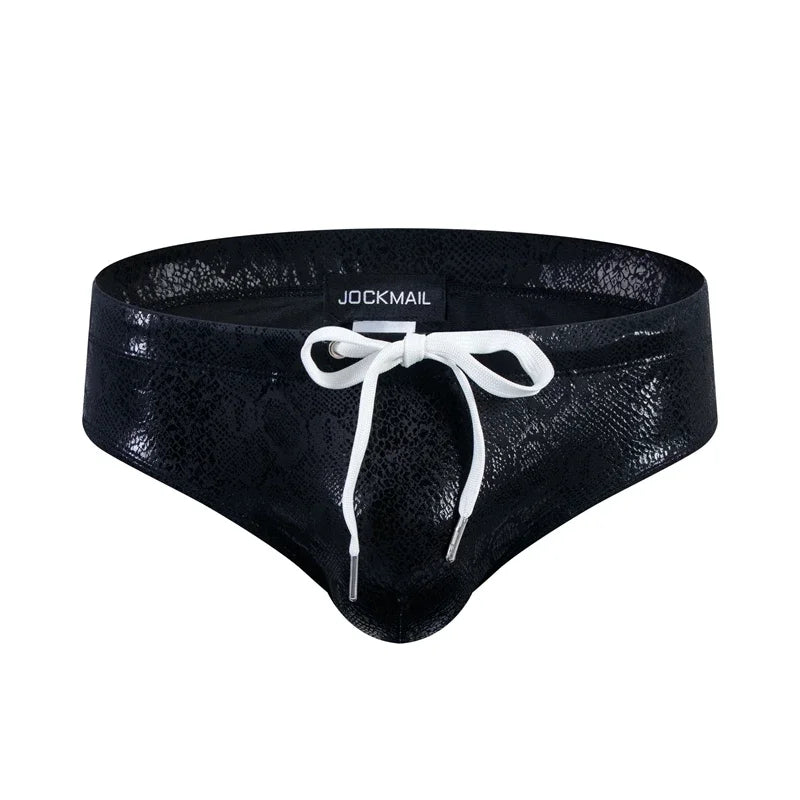 Push Up Padded Swimwear Men Swimsuit Shorts Mens Bikini Briefs Summer Trunk Swim Suit Sunga Slip Beach Shorts Snakeskin Print