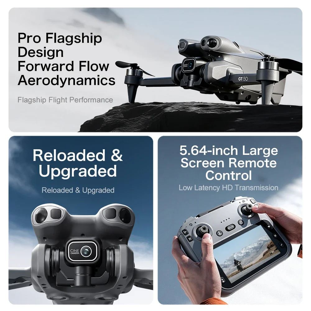 Lenovo GT50 GPS Foldable Drone 8K Dual Camera 5G WIFI FPV Brushless 12.5cm Screen RC Optical Flow Quadcopter Drone