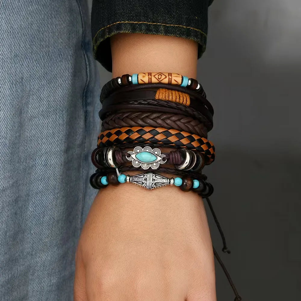 Vintage Casual 6 Pc/set Handmade Men Women Bracelets