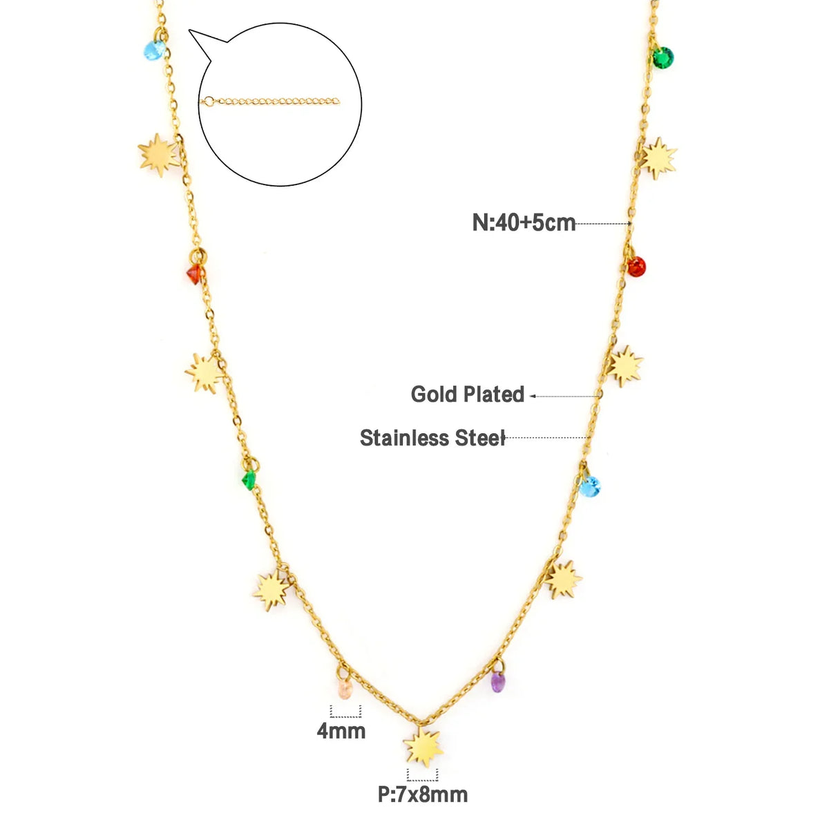 LUXUKISSKIDS Sweet Multicolor Drip-Oil Beads Necklace Women's Bohemia Stylish Clavicle Choker Simple Chain Collier Steel Jewelry