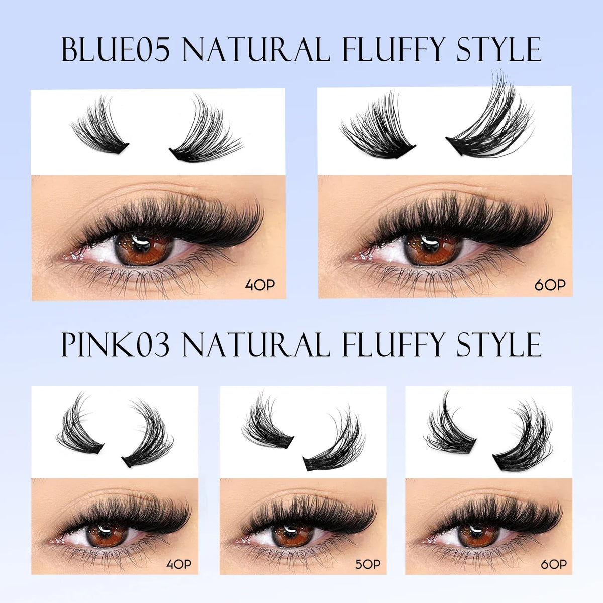 GROINNEYA Fluffy Thick DIY Eyelashes Cluster D/DD Curl Wispy Individual lashes Mix Eyelash Extensions False Eyelashes Extension