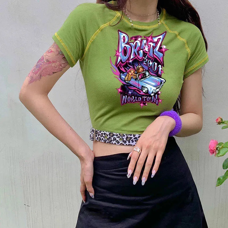 Women's Y2K Gothic Cartoon Print T-Shirt Trendy