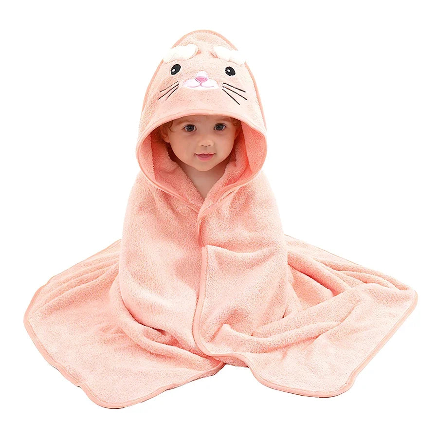 A Soft, Absorbent Baby Bath Towel with Cartoon Design, Thin Summer