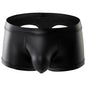 CLEVER-MENMODE Men's Boxers Faux Leather Underwear Wet Look Sexy Panties Open Butt G String Underpants Buttocks Boxershorts Club