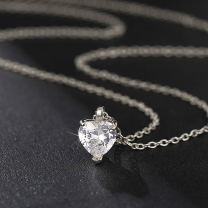 Huitan Sweet Heart Women Pendant Necklace for Wedding Engagement Anniversary Romantic Accessories Jewelry Gift Inlaid Shiny CZ