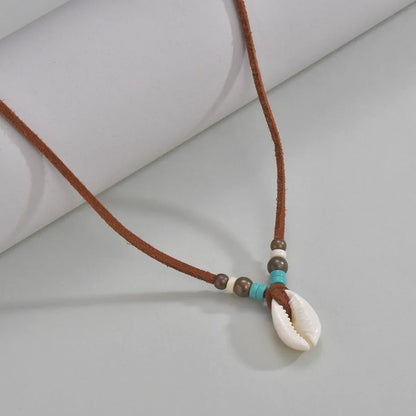 Simulation Shell Pendant Clavicle Necklaces For Women Waterproof Brown Rope Chain Short Collar Minimalist Female Party Jewelry