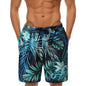 Men's Leaf Printed Pattern Fashion Shorts Boys Summer Cool Hawaii 3D Printed Casual Swim Trunks Drawstring Surfboard Shorts