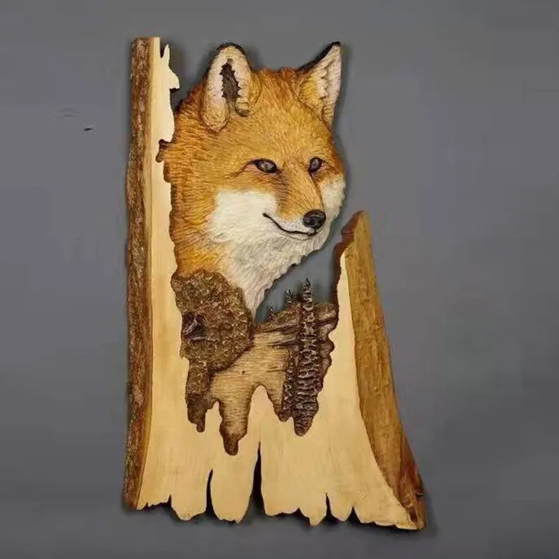 Handmade Cool Animal Carving Handcraft Wall Hanging Decoration Sculpture Wood Raccoon Bear Deer Hand Painted Home Room 13CM*20CM