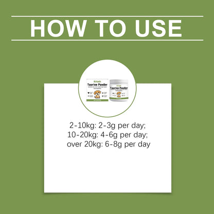 Dog Taurine Powder Easy-To-Mix Support Cognitive Health Enhance Hair Radiance Improve Heart Wellness Pet Nutritional Supplements