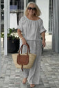 Fashion Casual Woman 2 Piece Set Outfit New Spring And Summer Women's Loose Drawstring Round Neck Top And Pants Two-piece Set
