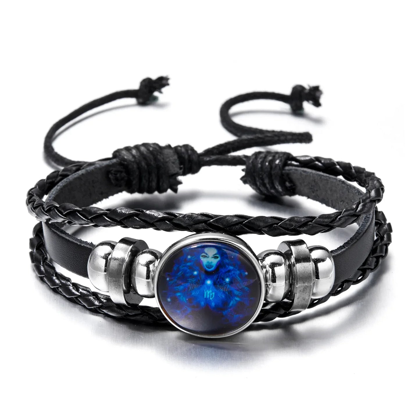 Luminous 12 Zodiac Constellation Sign Braided Couples Leather Bracelet For men Black Rope Charm Party Grow in the dark Jewelry