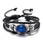 Luminous 12 Zodiac Constellation Sign Braided Couples Leather Bracelet For men Black Rope Charm Party Grow in the dark Jewelry