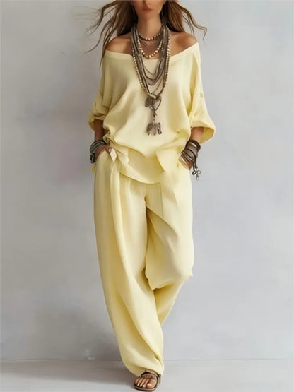 2026fashion V Neck 7 Button Sleeve Women Top Set 2 Pieces Spring