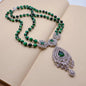 Y·YING 2 Strands Green Tiger Eye Cz Pave Pendant Necklace Gemstone Necklaces Jewelry Women