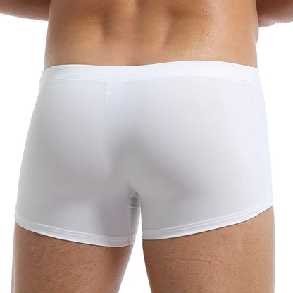 Men's Ice Silk Boxers Breathable Panties Male Large Ultra Thin Boxer Shorts Sexy Underwear