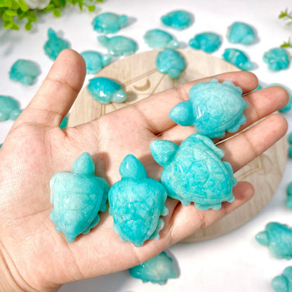 1PC High Quality Amazonite Sea Turtle Natural Crystal Carving, Gemstone Jewelry, Glitter, Birthday Gift, Women Gift.