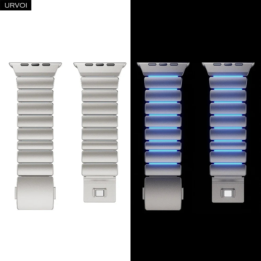URVOI Stratos Band for Apple Watch Ultra 3 2 Series 11 10 9 8 SE3 Titanium Silicone Strap Magnet Clasp Bracelet DLC Coating 49mm