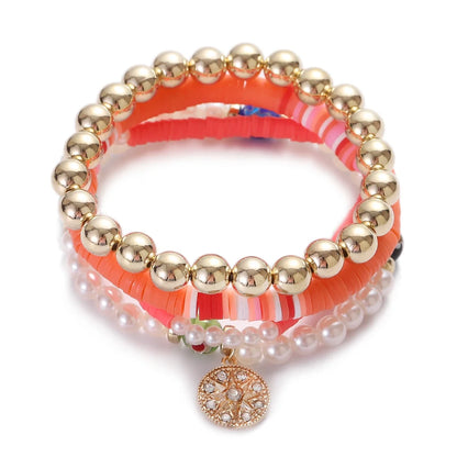 3pcs Boho Bohemian Pink Butterfly Pendant Charm Beads Bracelets Set For Women Stone Wristband Bracelet Bangles Pulseras Feminina
