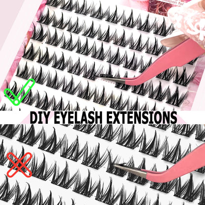 100/120pcs Self-Adhesive Eyelash Cluster Set Doll & Cat Eye Styles, Wispy, Curved, Lightweight, Natural to Glamorous Look