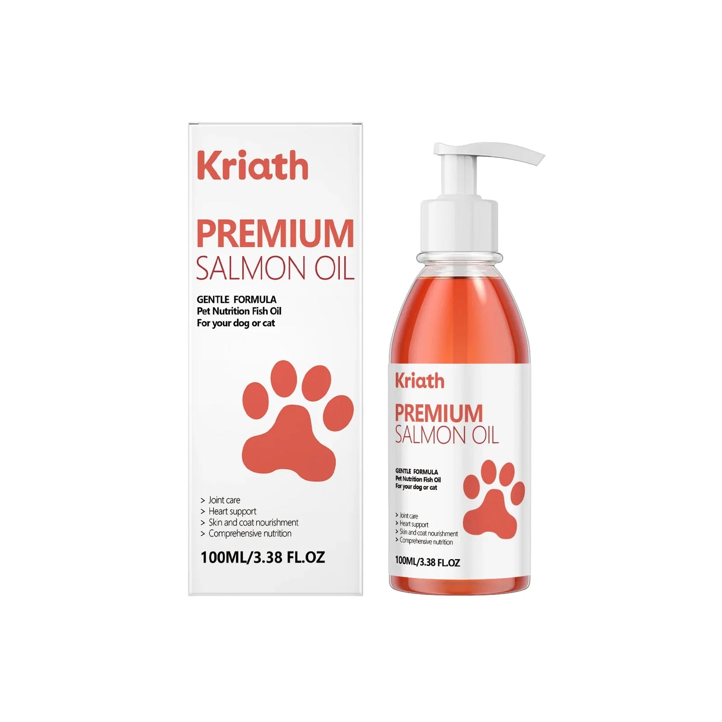 100ml Premium Salmon Oil for Dogs Omega 3 Fish Oil Liquid Supplement for Shiny Coat Dry Skin Relief Joint & Heart Care