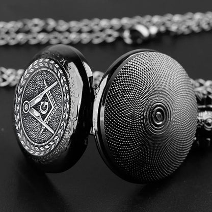 Free and Accepted Masons Glass Dome Pocket Watch with Chain Fashion Necklace Pendant Chain Jewelry Gifts Men Women Clock