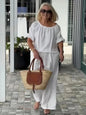 Fashion Casual Woman 2 Piece Set Outfit New Spring And Summer Women's Loose Drawstring Round Neck Top And Pants Two-piece Set