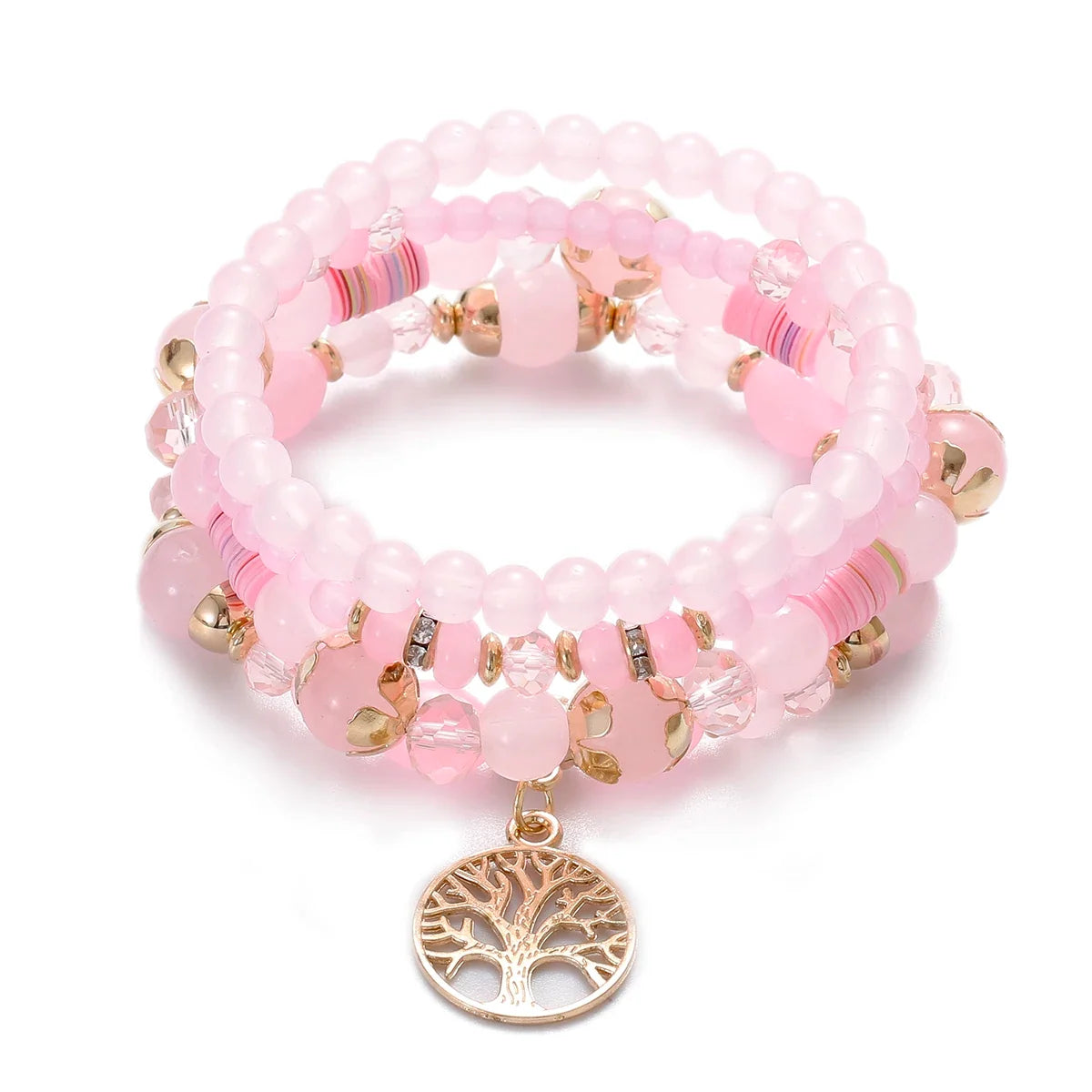3pcs Boho Bohemian Pink Butterfly Pendant Charm Beads Bracelets Set For Women Stone Wristband Bracelet Bangles Pulseras Feminina