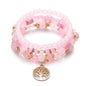 3pcs Boho Bohemian Pink Butterfly Pendant Charm Beads Bracelets Set For Women Stone Wristband Bracelet Bangles Pulseras Feminina