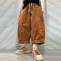 Patchwork Denim Washed Cotton Casual Pants Women Plus Size Loose Cropped Pants 2026 Spring Summer Denim Jeans JLJ522