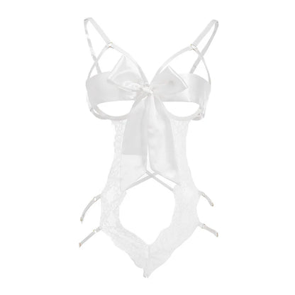 Nighttime Transparent Open Bra Porn Lingerie Corset Deep V Sexy Crotchless Underwear Women Lace Hollow Bras Hot Teddy Bodysuit
