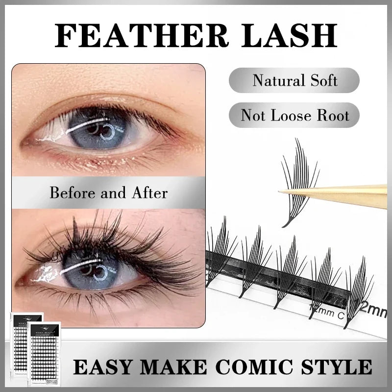 Winky Beauty Premade Elf Eyelash Comic Spire Cosplay C/D Curl Anime Effect Soft Plume Fluttering Manga Eyelash Extensions