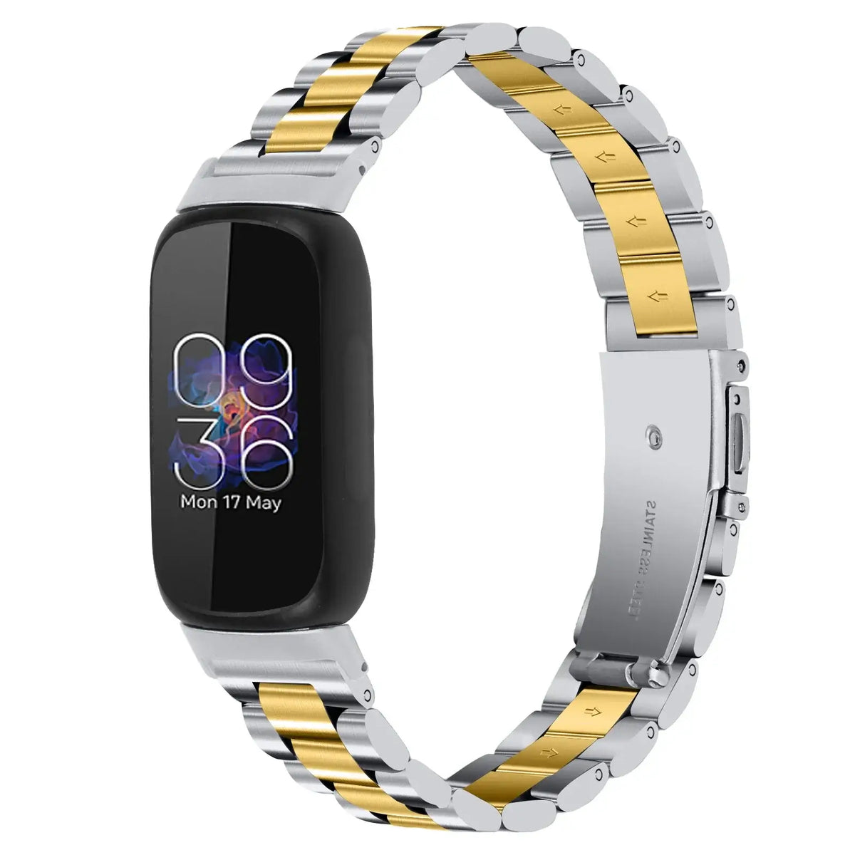 Fitbit Inspire 3 Stainless Steel Link Bracelet Band, Solid & Two-Tone