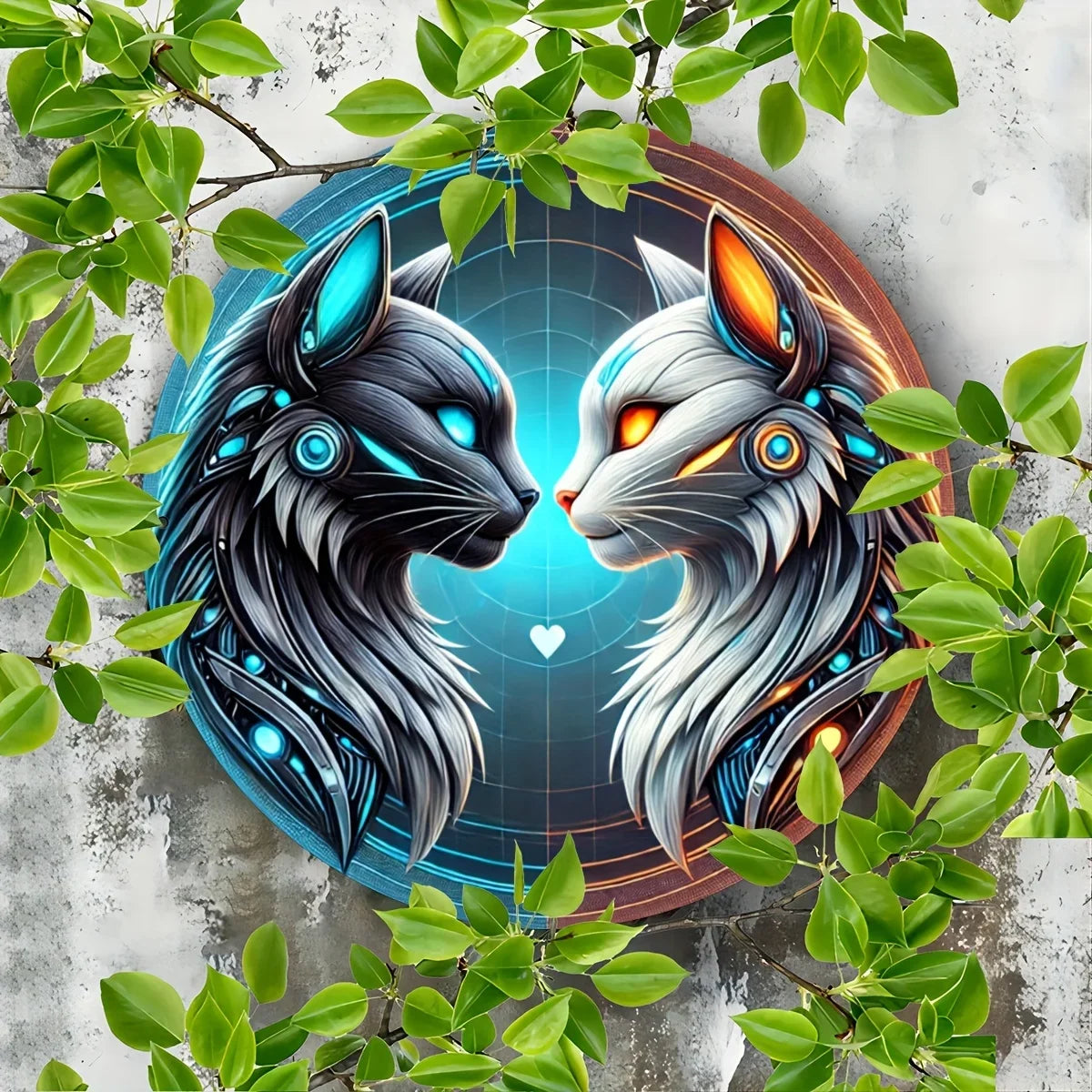 Wolf Engraved Aluminum Foil Art Sign, Reusable Round Metal Wall Decor, Weatherproof Animal Design for Home & Bar