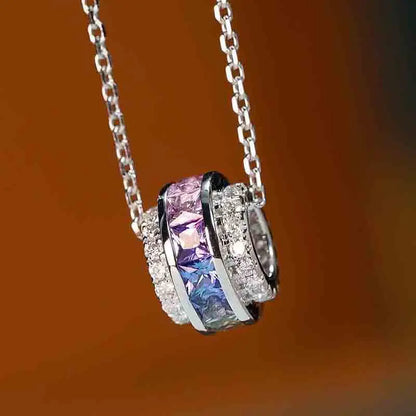Huitan Statement Circle Pendant Necklace with Iregular Colorful Cubic Zirconia Luxury Trendy Women Daily Wear Necklace Jewelry