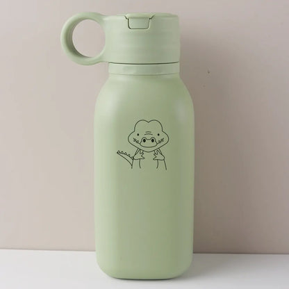 450ML Custom Name Silicone Straw Cup, Personalized Cartoon Pattern Water Bottle, Leakproof Sports Water Bottle for Kids Adults