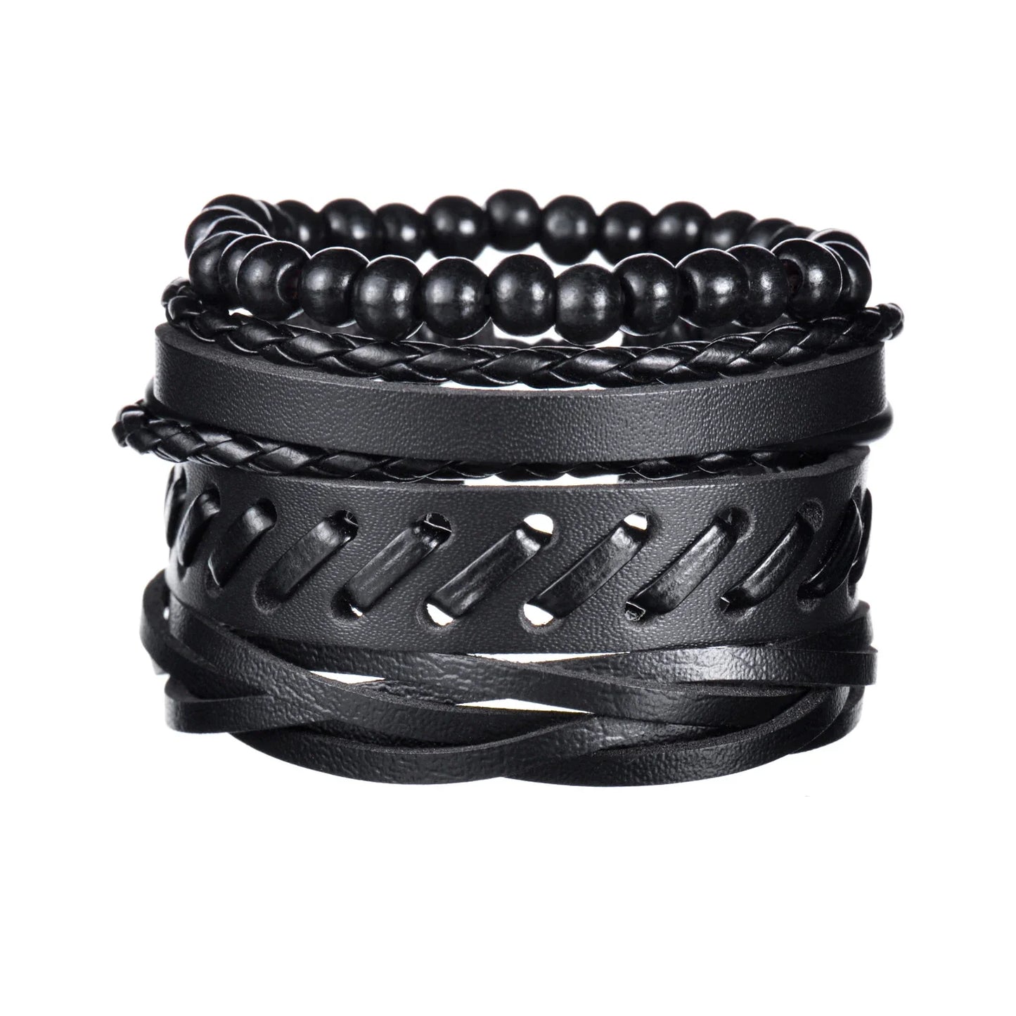 MeMolissa New Fashion Braided Wrap Leather Bracelets for Men High Quality Vintage Charm Wood Beads Ethnic Tribal Wristbands